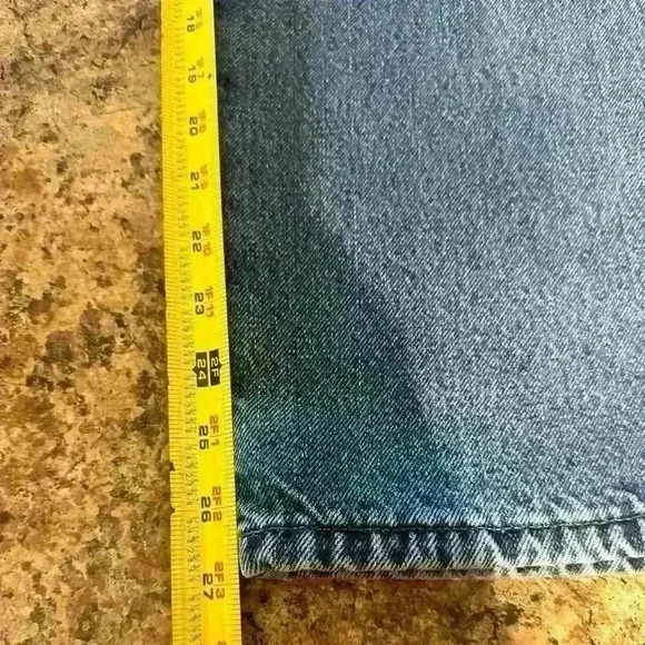 Flannel Lined LL Bean Mens Blue Jeans Actual 32x27 Straight Leg - Picture 9 of 16